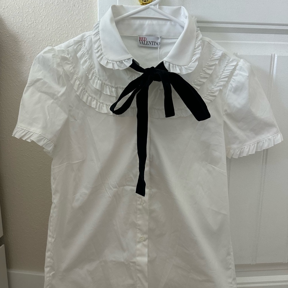 RED Valentino Blouse with Black Ribbon